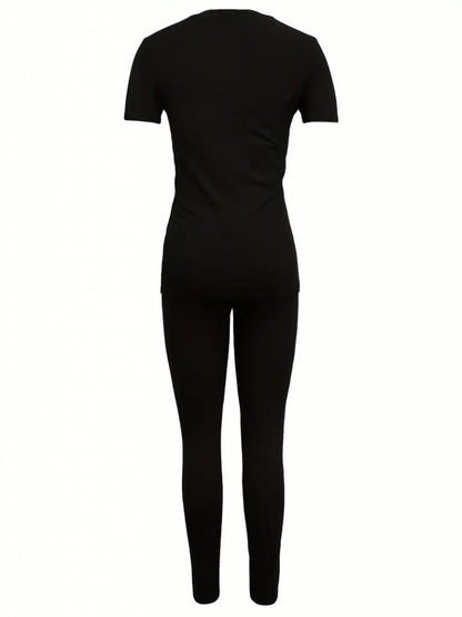 Kadın Kısa Kollu Queen Baskı Viskon Ikili Takım