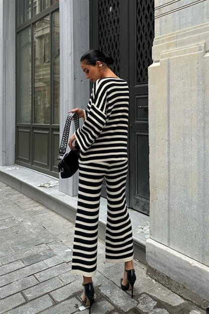 Candy Çizgili Straight Fit Pantolon Takım 9705-015