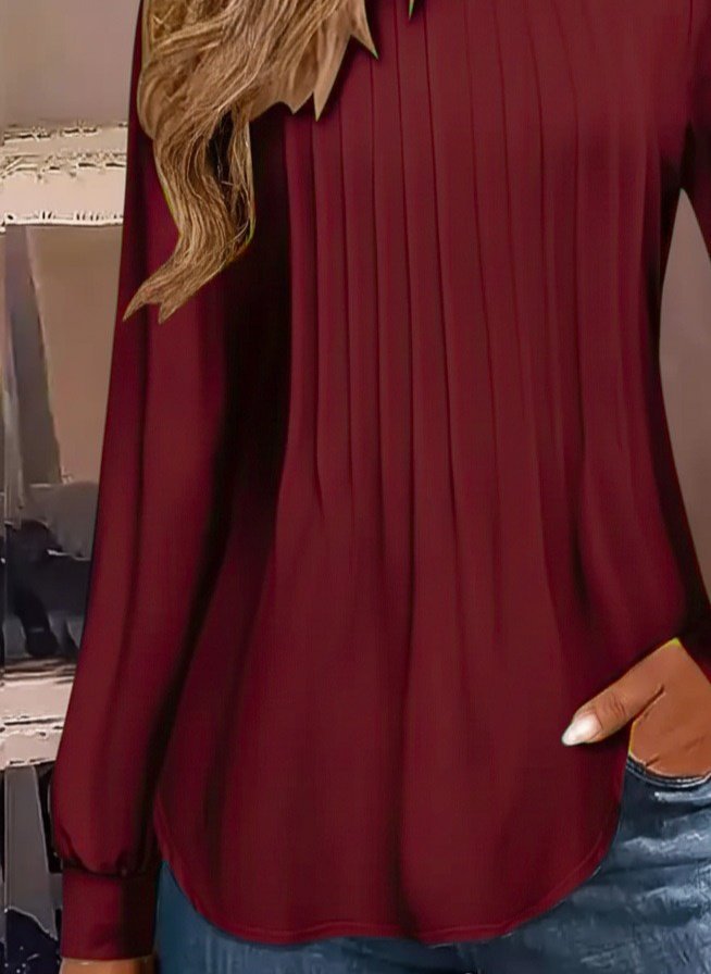 Kadın Uzun Kollu Yuvarlak Yaka Nervürlü Bluz