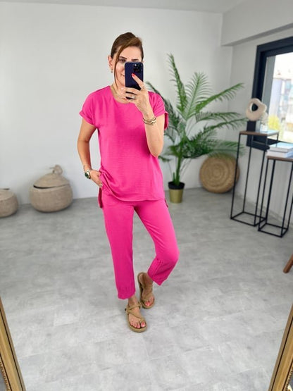 Kadın Bisiklet Yaka Paça Pensli Aerobin Kumaş İkili Takım