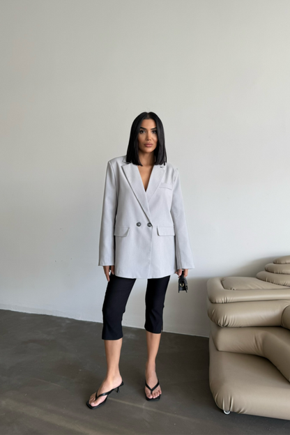 ARKASI YIRTMAÇ DETAYLI CEKET - Gri