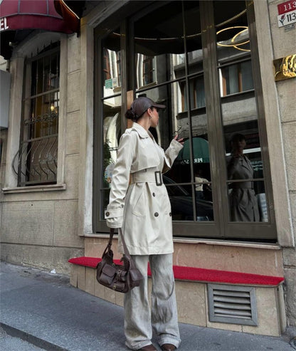 TRENCH KISA ŞANEL BOY - Ekru