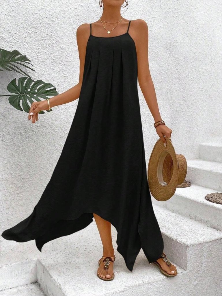 Kadın Ip Askılı V Yakalı Asimetrik Detaylı Aerobin Elbise