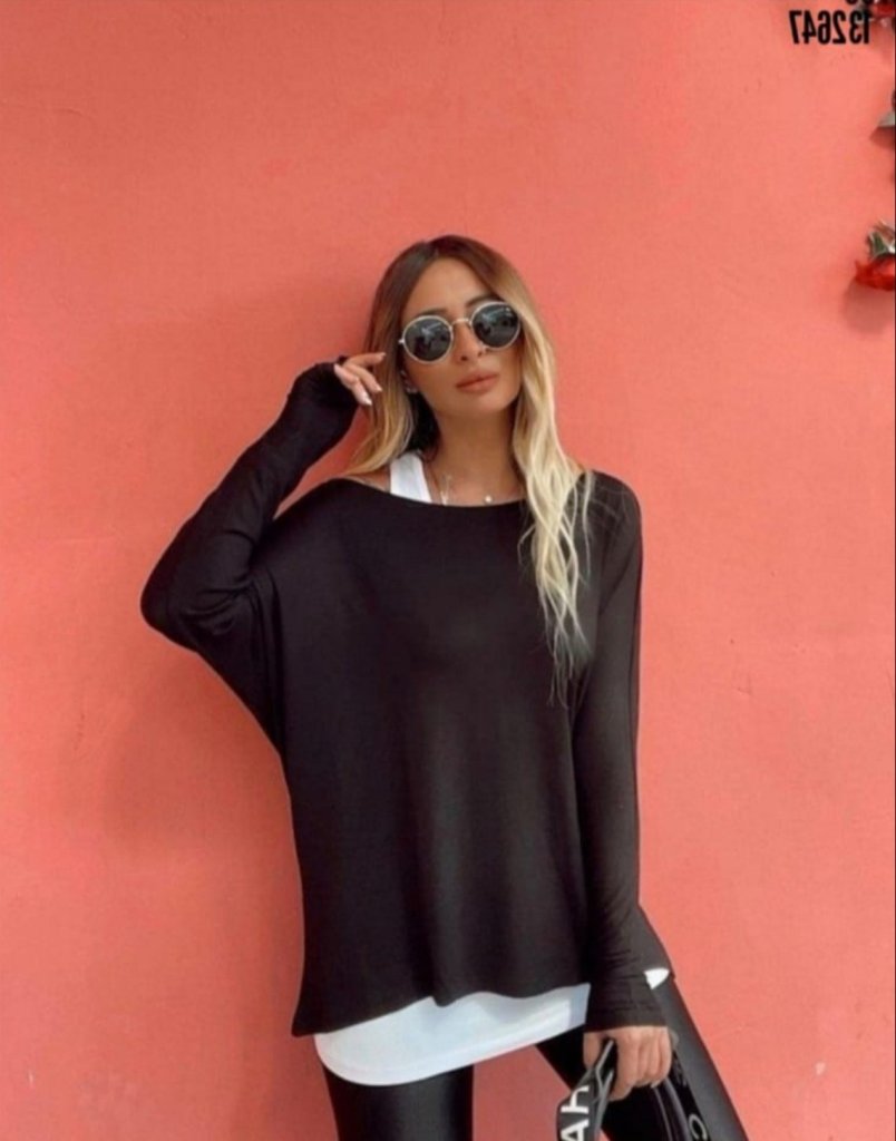 Kadın Uzun Kollu Tek Omuzdan Açık çilek Bluz Ve Viskon Atlet Ikili Takım