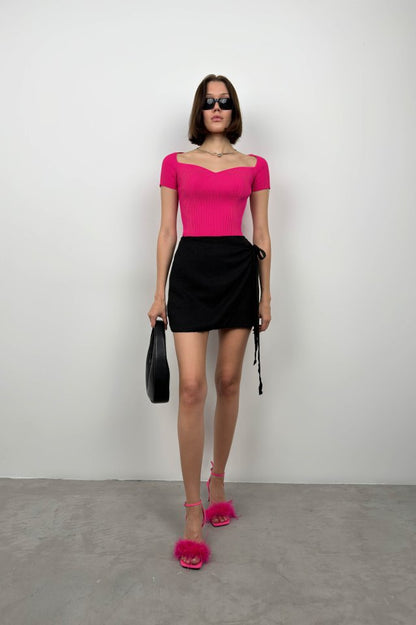 Kare Yaka Triko Bluz