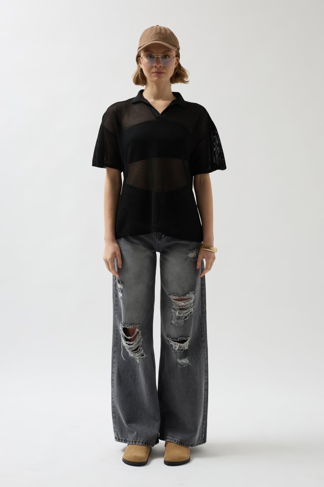 Polo Yaka TransparanT-Shirt