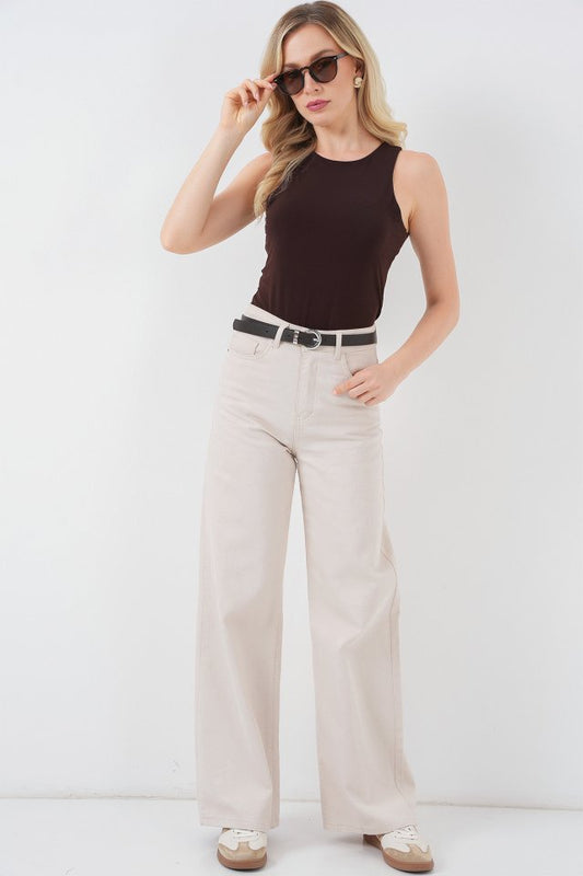 Halter Yaka Çıtçıtlı Body 972 - Kahverengi