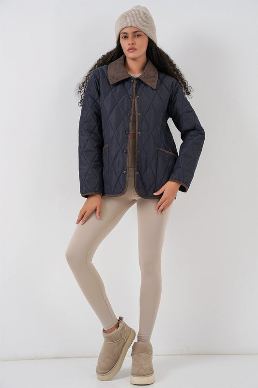 Kapitone Oversize Mont 5226 - Lacivert Kahve