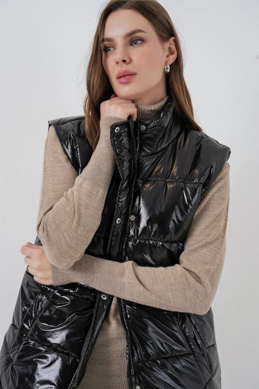 Parlak Şişme Yelek 5218 - Siyah