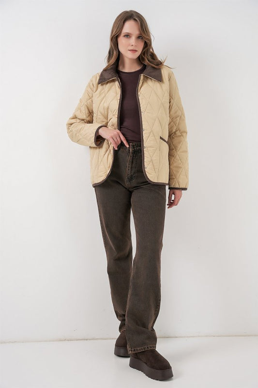 Kapitone Oversize Mont 5226 - Bej