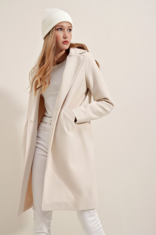 9085 Kaşe Kaban - Ekru