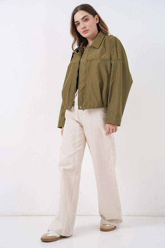 Oversize Kısa Ceket 0732 - Haki