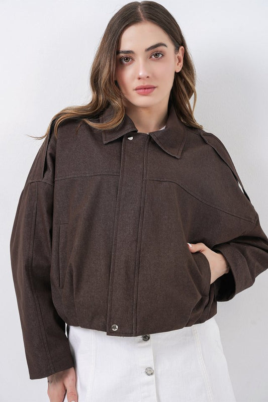Kot Bomber Ceket 0737 - Kahverengi