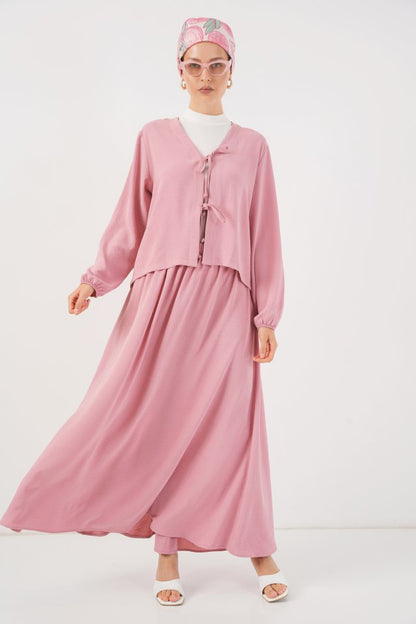 Ayrobin Kimono Etek İkili Takım 8047 - Pembe