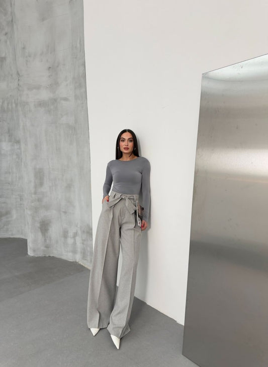 Sante Çi̇zgi̇li̇ Bel Kuşakli Palazzo Pantolon