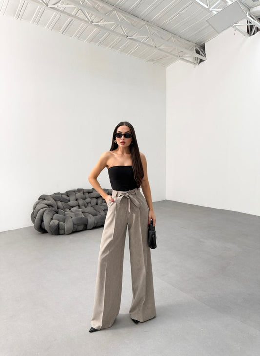 Sante Çi̇zgi̇li̇ Bel Kuşakli Palazzo Pantolon