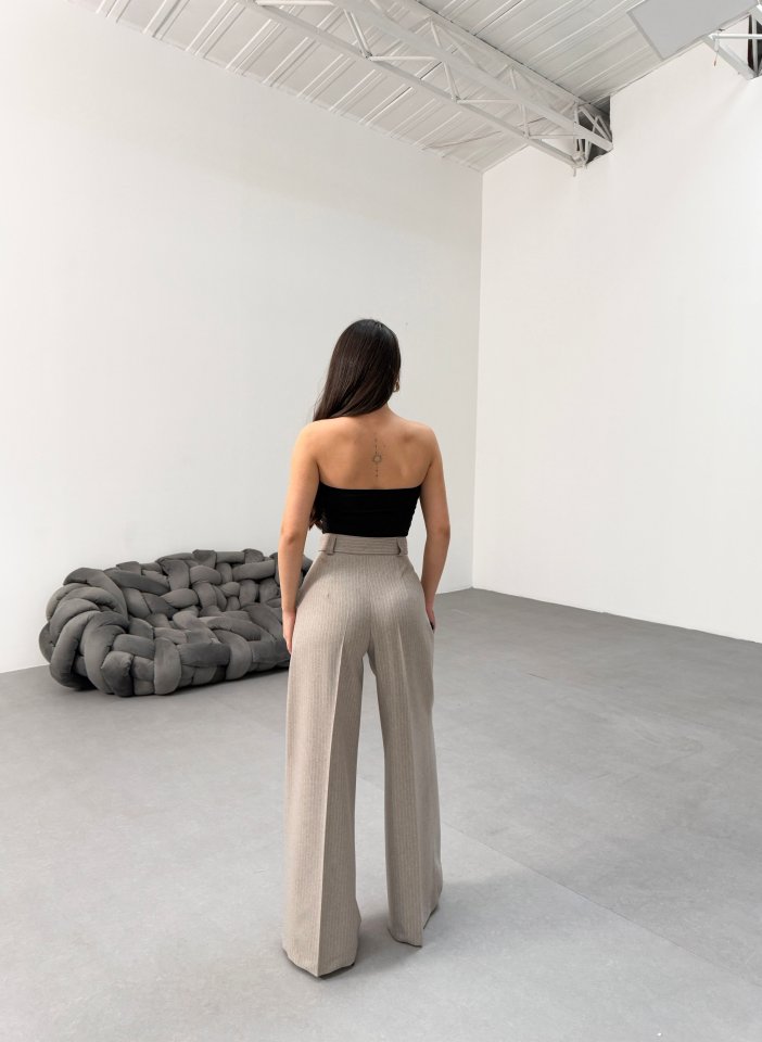 Sante Çi̇zgi̇li̇ Bel Kuşakli Palazzo Pantolon