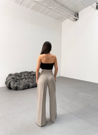 Sante Çi̇zgi̇li̇ Bel Kuşakli Palazzo Pantolon