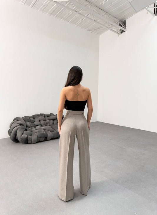 Sante Çi̇zgi̇li̇ Bel Kuşakli Palazzo Pantolon