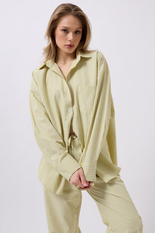 Çizgili Cep Detay Gömlek