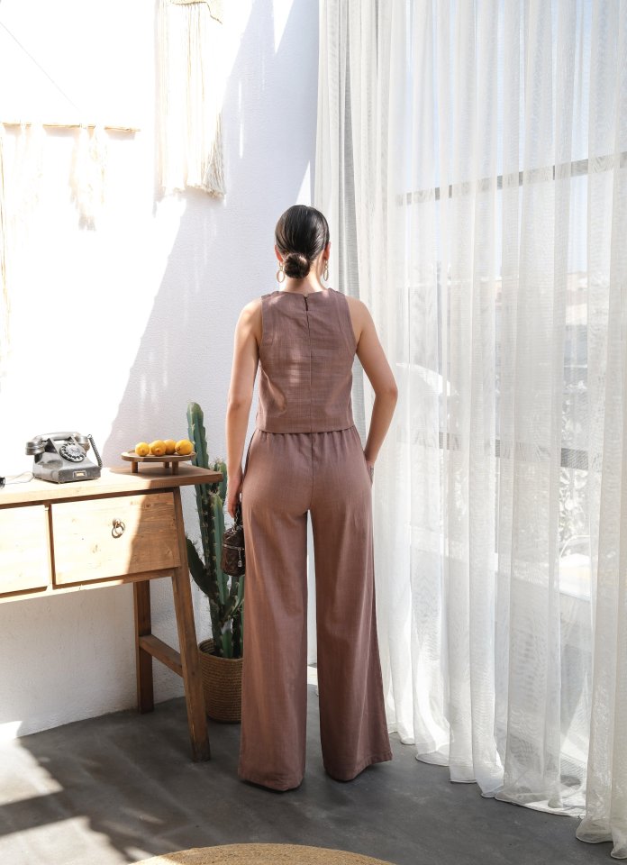 Keten Bluz Ve Pantolon İki̇li̇ Takim