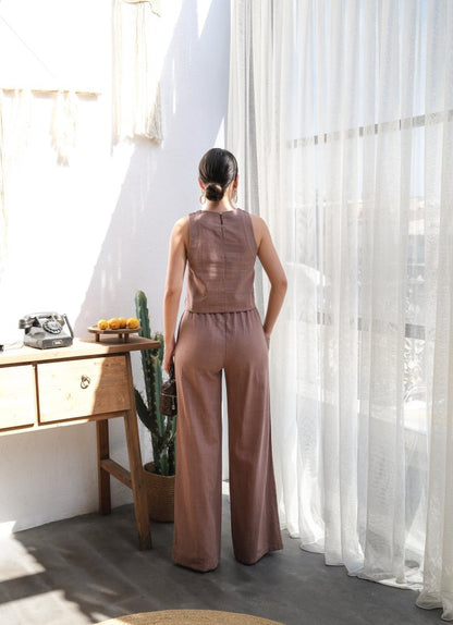 Keten Bluz Ve Pantolon İki̇li̇ Takim