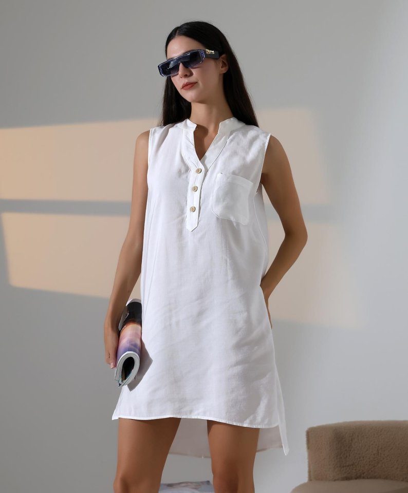 Düğme Detaylı Mini Elbise