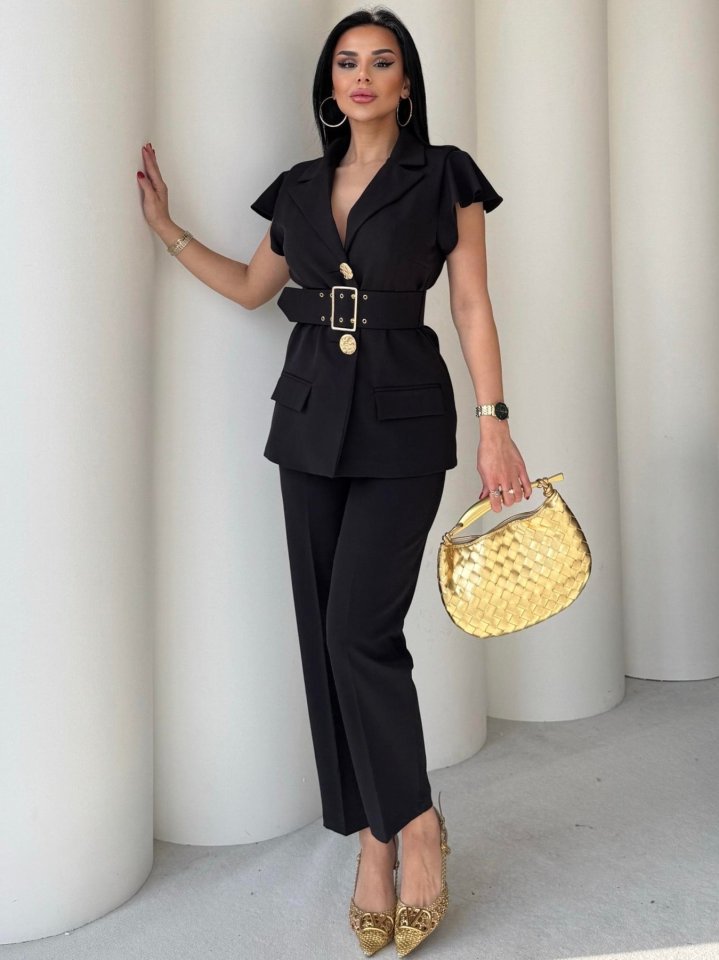 Vatkalı Yelek Pantolon İkili Takım