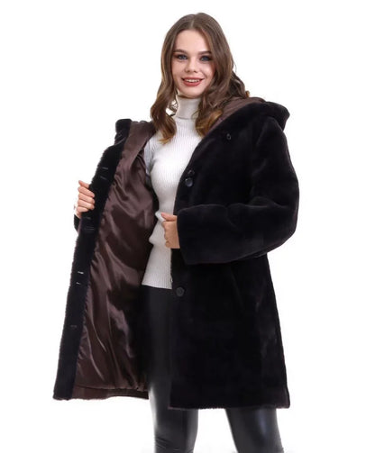 Reks Kapüşonlu Kaban - Siyah