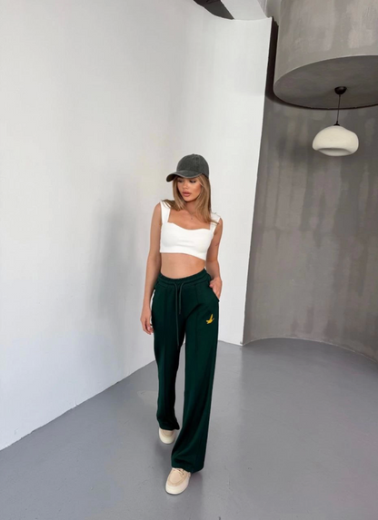 Osy Modal Yumuşak Dokulu Kumaş Nakış Işlemeli Rahat Bol Paça Eşofman Pantalon - Siyah