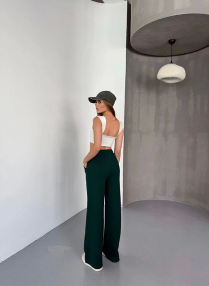 Osy Modal Yumuşak Dokulu Kumaş Nakış Işlemeli Rahat Bol Paça Eşofman Pantalon - Siyah