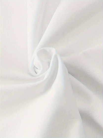 Baskılı Oversize Bisiklet Yaka T-shirt - Beyaz