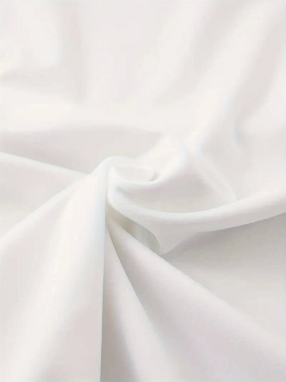 Baskılı Oversize Bisiklet Yaka T-shirt - Beyaz