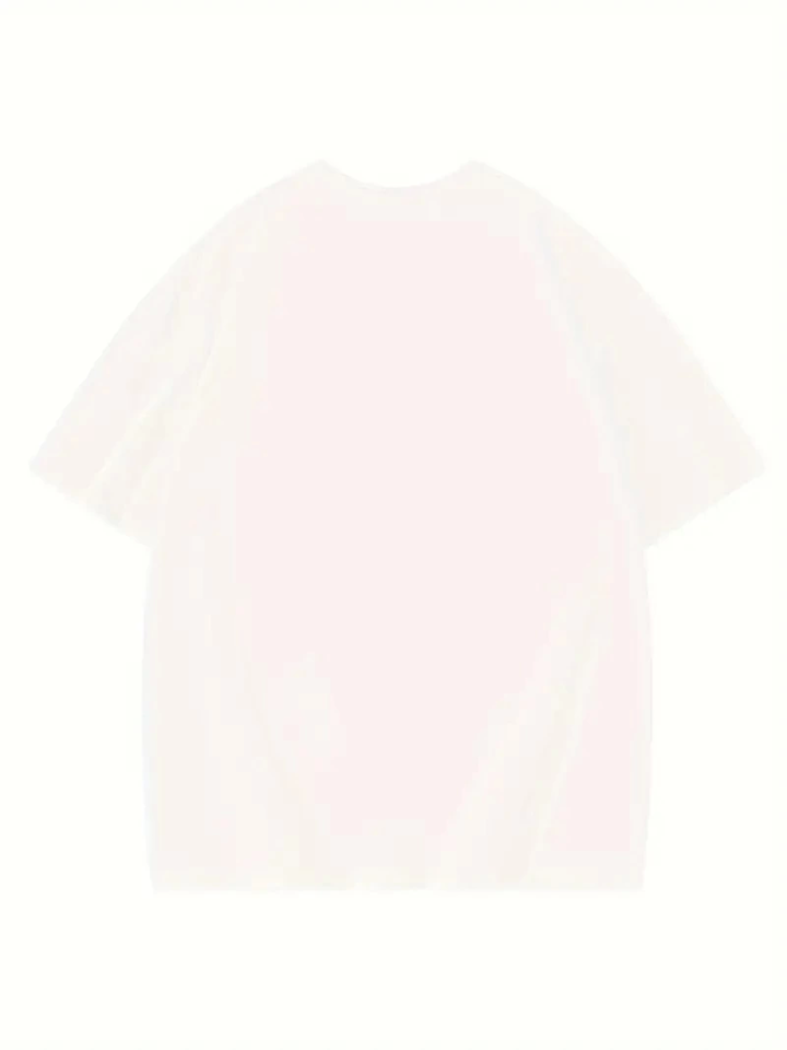 Thousand Baskılı Oversize Bisiklet Yaka T-shirt - Beyaz