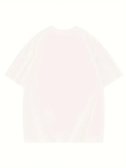 Thousand Baskılı Oversize Bisiklet Yaka T-shirt - Beyaz