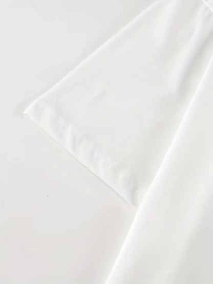 Baskılı Oversize Bisiklet Yaka T-shirt - Beyaz