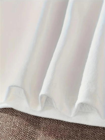 Baskılı Oversize Bisiklet Yaka T-shirt - Beyaz