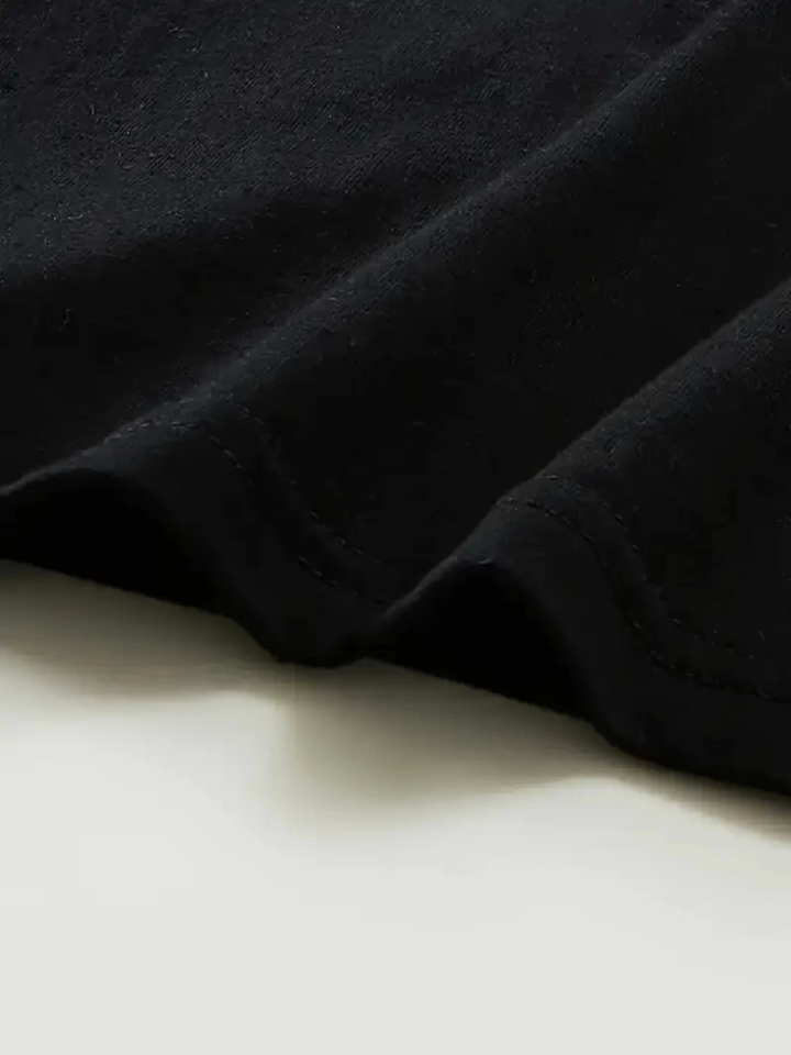 Baskılı Oversize Bisiklet Yaka T-shirt - Siyah