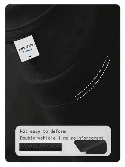 Baskılı Oversize Bisiklet Yaka T-shirt - Siyah