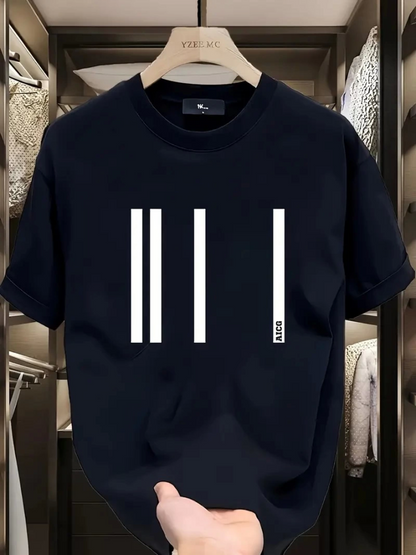 Baskılı Oversize Bisiklet Yaka T-shirt - Siyah