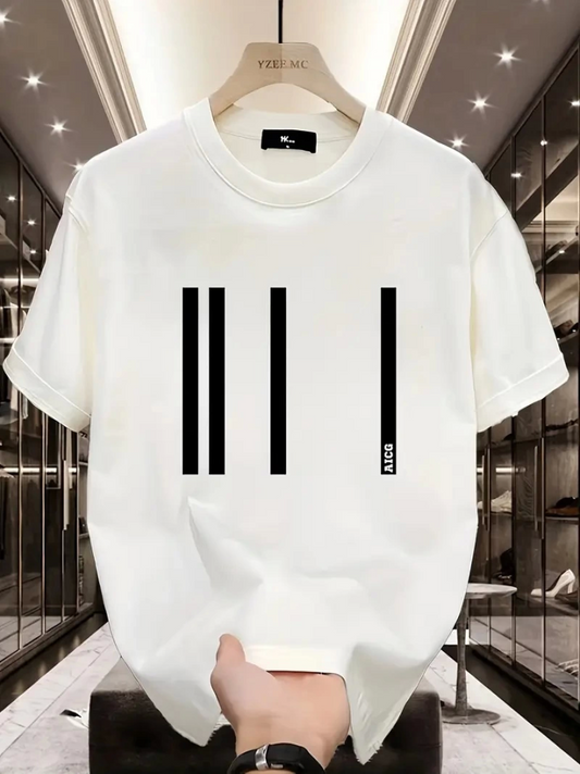 Baskılı Oversize Bisiklet Yaka T-shirt - Beyaz