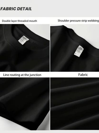 Rahat Bisiklet Yaka Tişört, Yaratıcı Karikatür Baskı - Yumuşak Polyester, Her Mevsim Giyilebilir- Siyah