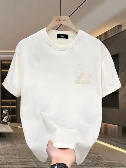 Geniş Kesim Pamuklu Tişört - GANDHI The Project Baskılı, Beyaz, Rahat Kesim, Kısa Kollu, Günlük Kıyafet, Her Gün Giyilebilecek Tişört- Beyaz