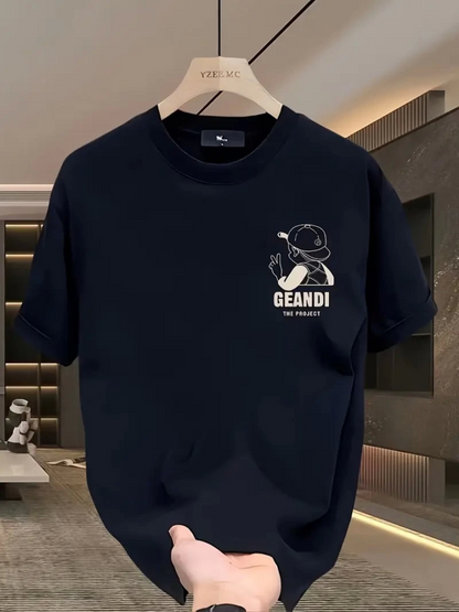 Geniş Kesim Pamuklu Tişört - GANDHI The Project Baskılı, Siyah, Rahat Kesim, Kısa Kollu, Günlük Kıyafet, Her Gün Giyilebilecek Tişört- Siyah