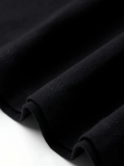 Geniş Kesim Pamuklu Tişört - GANDHI The Project Baskılı, Siyah, Rahat Kesim, Kısa Kollu, Günlük Kıyafet, Her Gün Giyilebilecek Tişört- Siyah