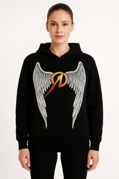 Metallica İki İplik Kapüşonlu Ön Ve Arka Baskılı Hoodie - Siyah