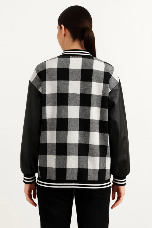 Kolları Suni Deri Içi Astarlı Oduncu Kolej Içi Ceket - Gri