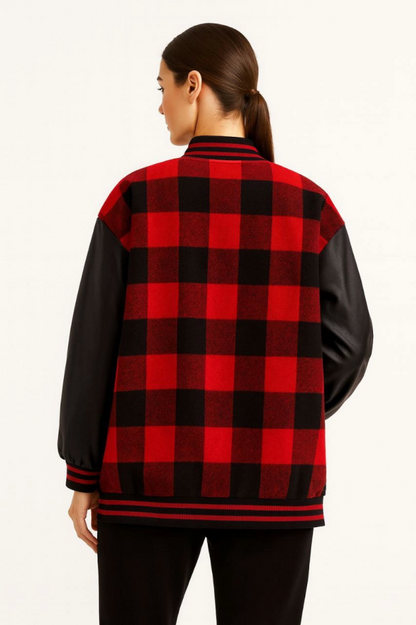 Kolları Suni Deri Içi Astarlı Oduncu Kolej Içi Ceket - Bordo