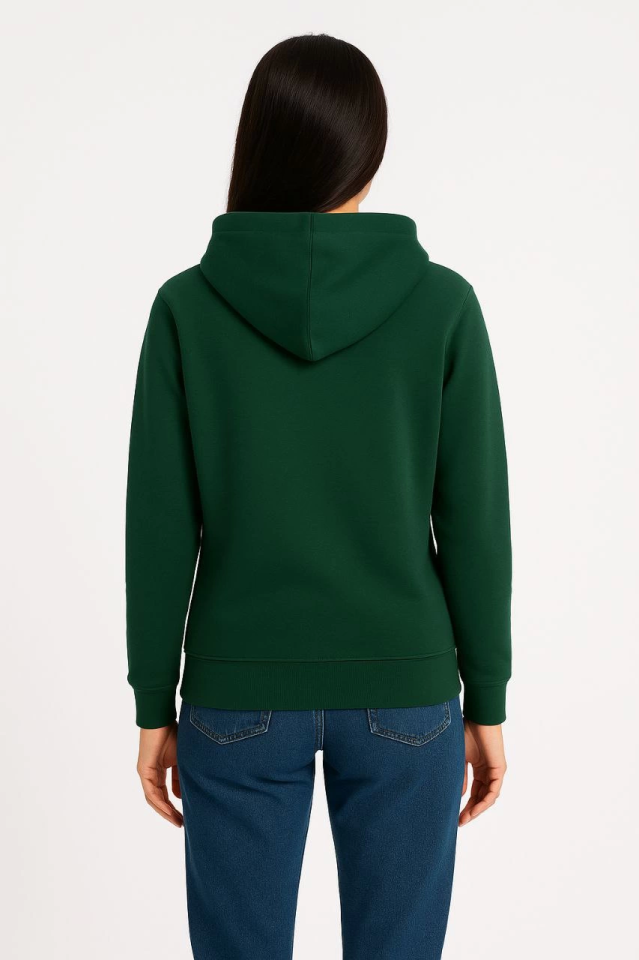 Üç İplik Kapüşonlu Kanguru Çepli SweatShirt Hoodie - Haki