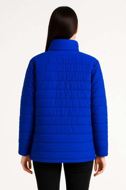 Bomber Mont Ceket - Su İtici Kumaş, Kapitone Astarlı, Fermuarlı, Kışlık - Saks Mavisi